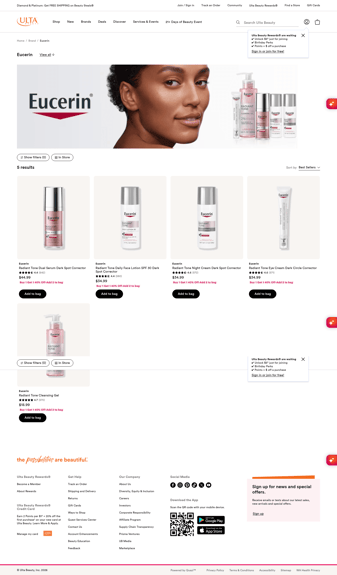 Ulta Beauty landing page desktop screenshot