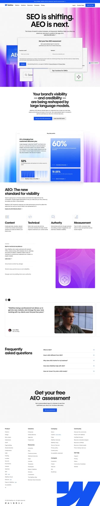 Webflow landing page desktop screenshot