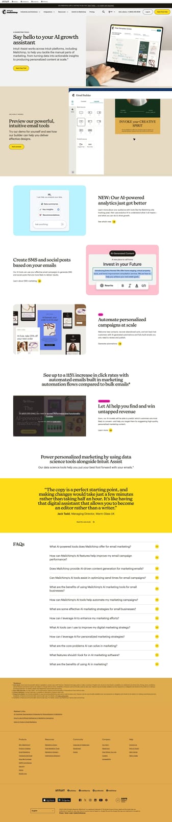 Mailchimp landing page desktop screenshot