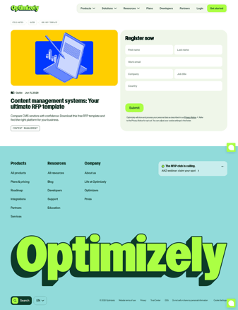Optimizely landing page desktop screenshot