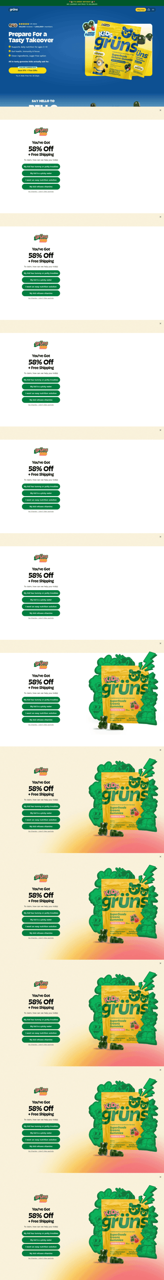 Grüns landing page desktop screenshot
