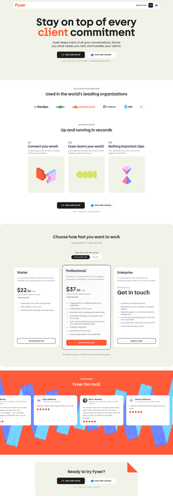 Fyxer landing page desktop screenshot