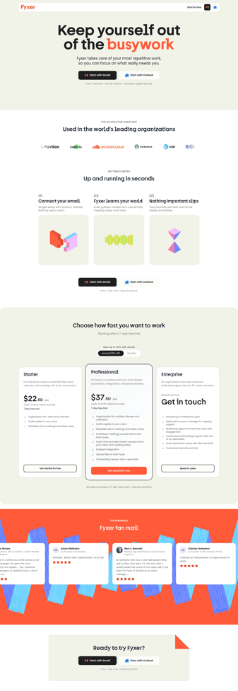 Fyxer landing page desktop screenshot