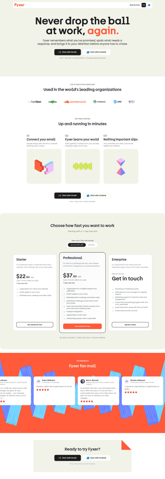 Fyxer landing page desktop screenshot