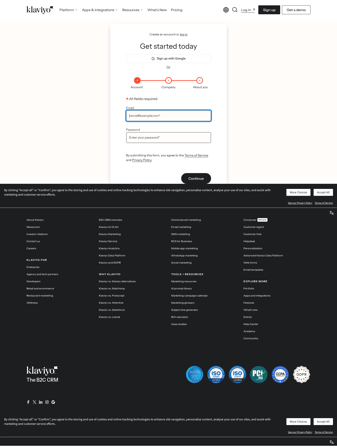 Klaviyo landing page desktop screenshot