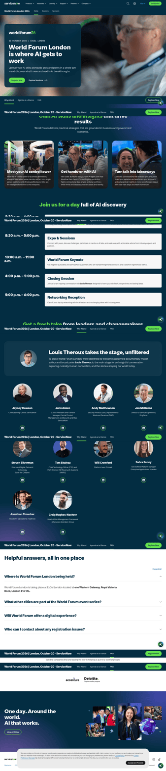 Servicenow landing page desktop screenshot
