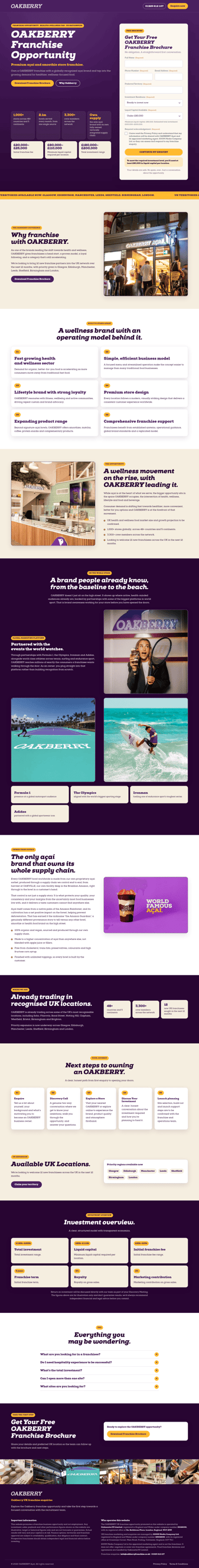 Oakberry landing page desktop screenshot