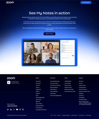 Zoom landing page desktop screenshot