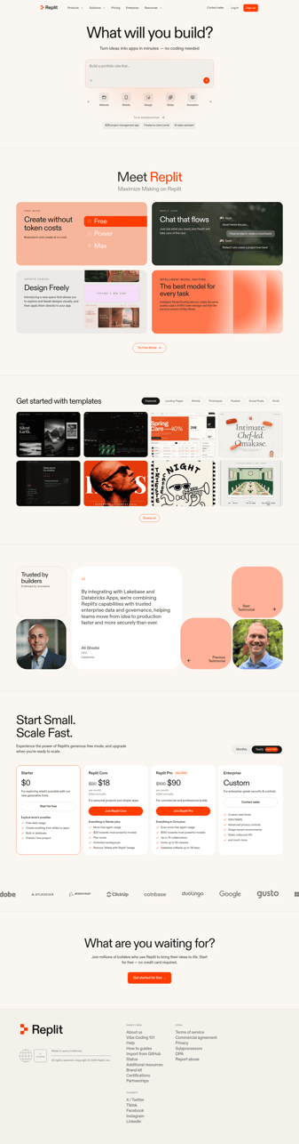 Replit landing page desktop screenshot