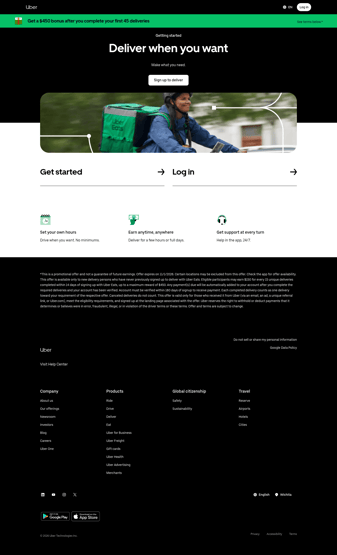 Uber landing page desktop screenshot