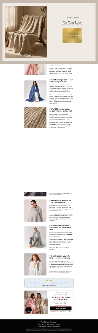 The Fleece Company landing page desktop screenshot