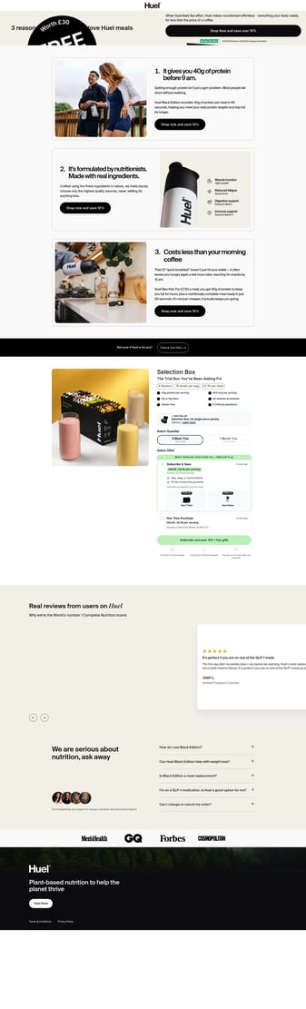 Huel landing page desktop screenshot