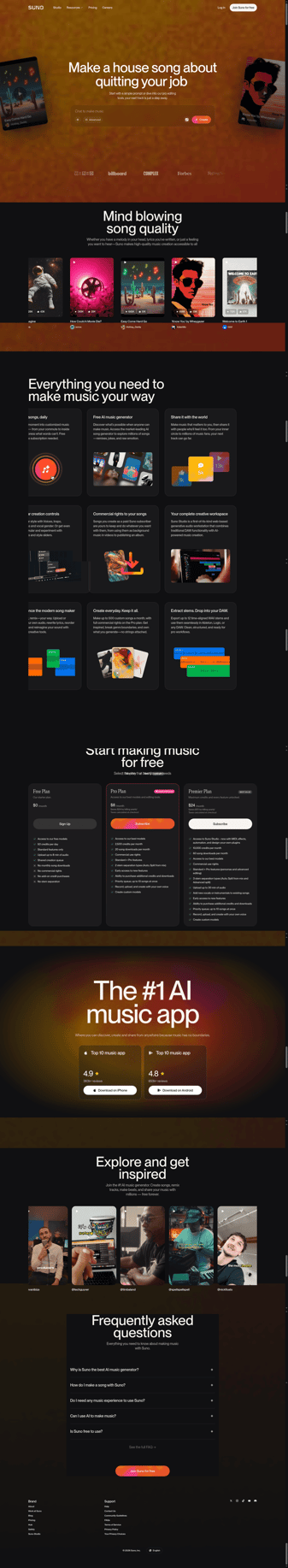 Suno landing page desktop screenshot