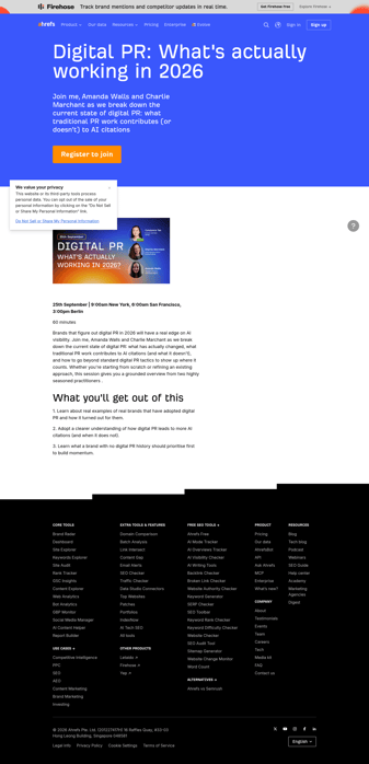 Ahrefs landing page desktop screenshot