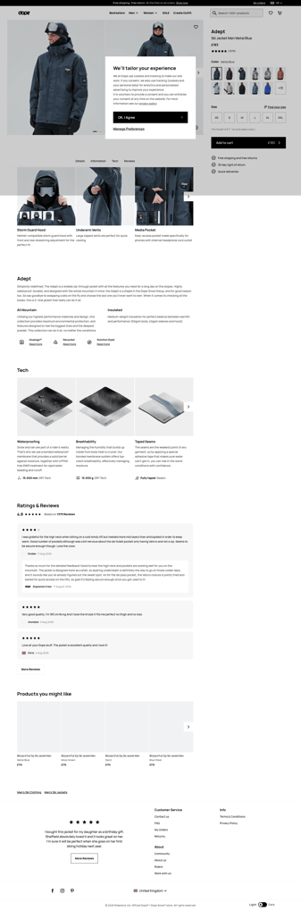 Dope Snow landing page desktop screenshot