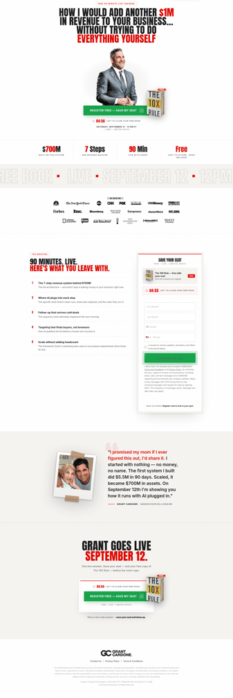 Grant Cardone landing page desktop screenshot
