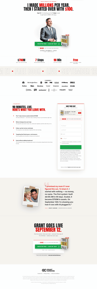 Grant Cardone landing page desktop screenshot
