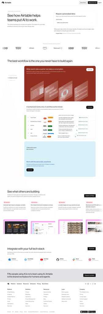 Airtable landing page desktop screenshot