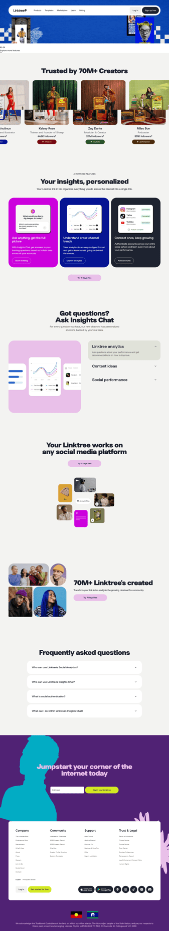 Linktree landing page desktop screenshot