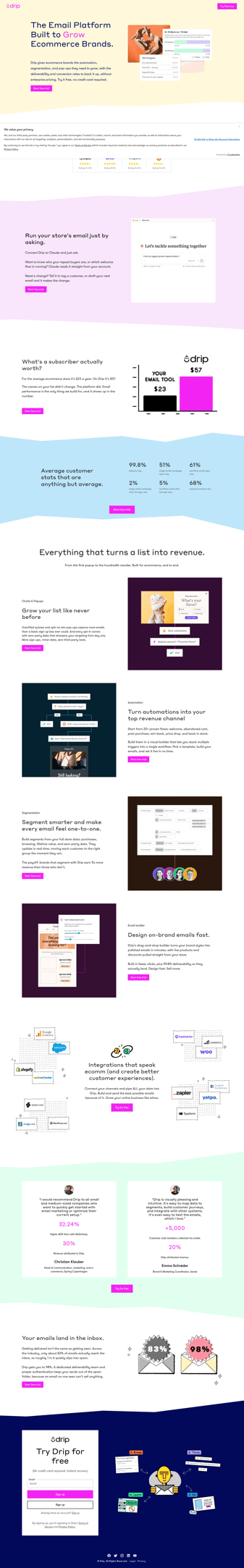 Getdripapp landing page desktop screenshot