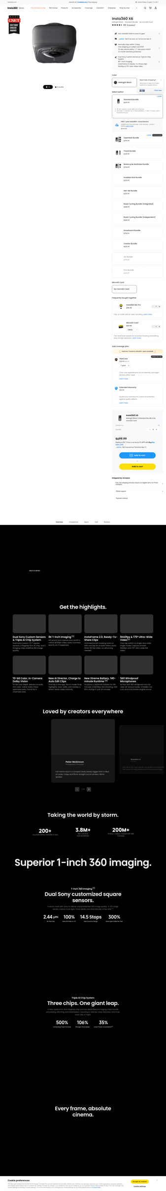 Insta360 landing page desktop screenshot