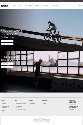 Santini landing page desktop screenshot