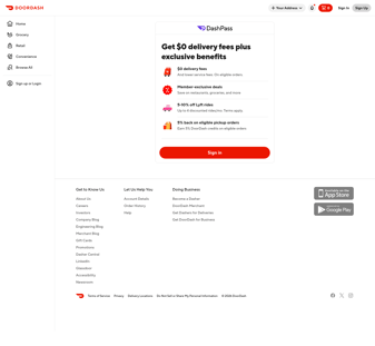 DoorDash landing page desktop screenshot