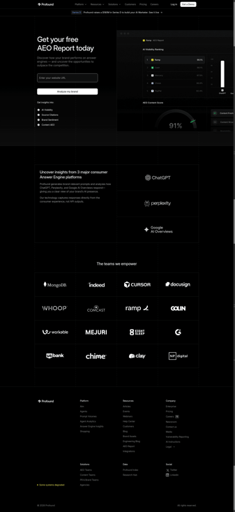 TryProfound landing page desktop screenshot