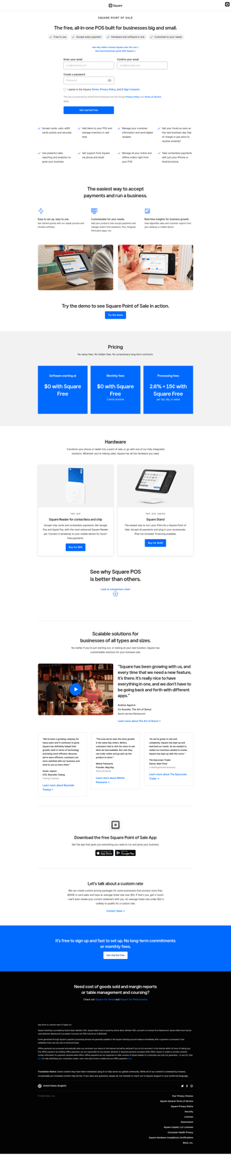 Square landing page desktop screenshot