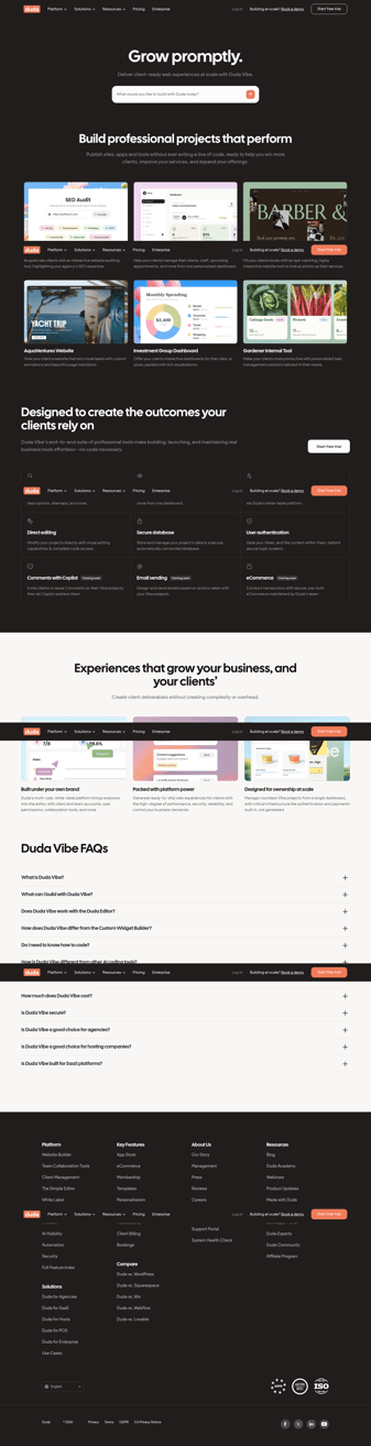 Duda landing page desktop screenshot