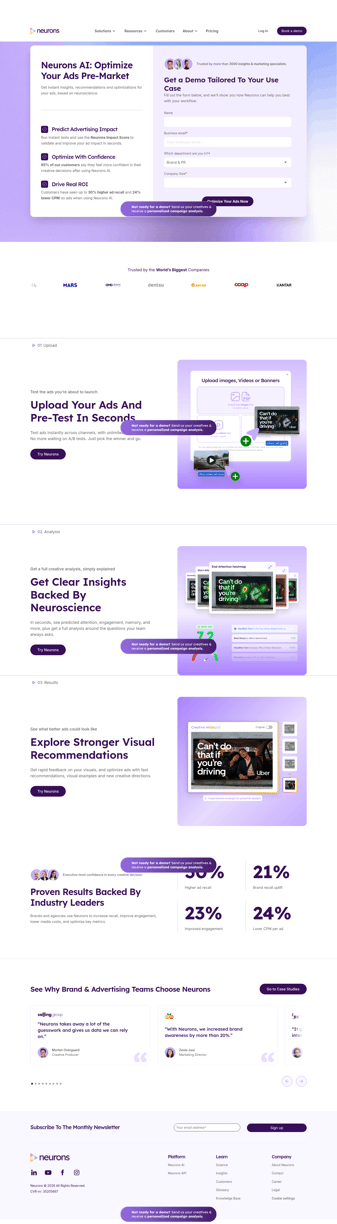 Neurons landing page desktop screenshot