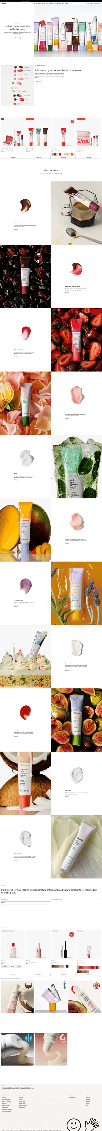 Glossier landing page desktop screenshot