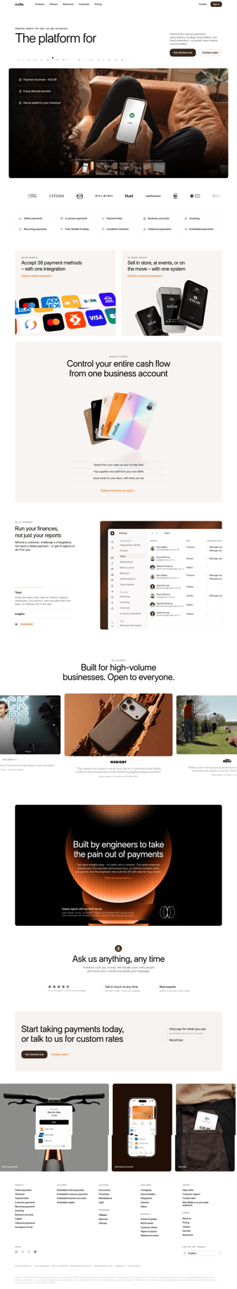 Mollie Payments landing page desktop screenshot