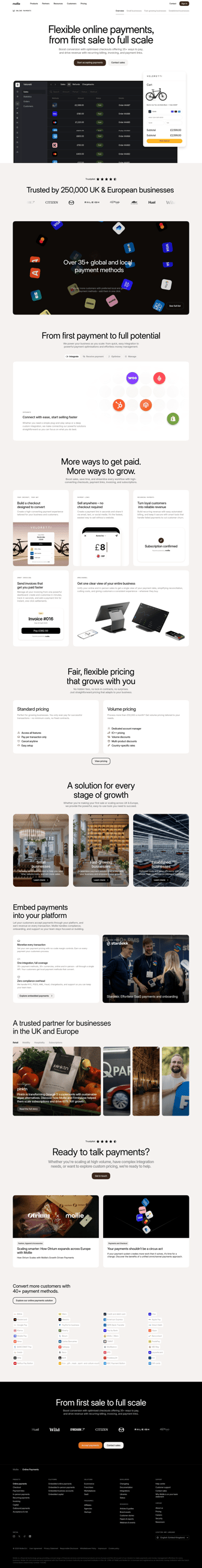 Mollie Payments landing page desktop screenshot