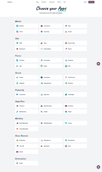 Odoo landing page desktop screenshot