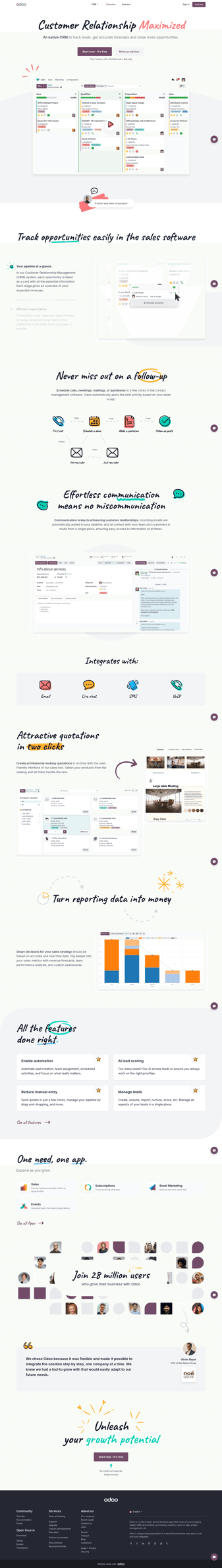 Odoo landing page desktop screenshot