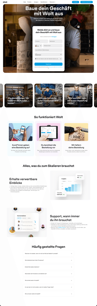 Wolt landing page desktop screenshot