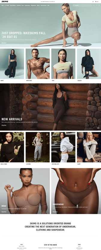 SKIMS landing page desktop screenshot