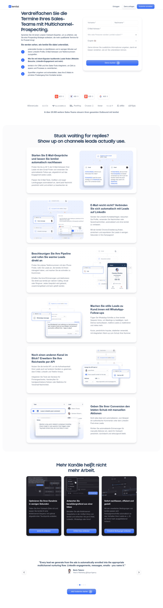 lemlist landing page desktop screenshot