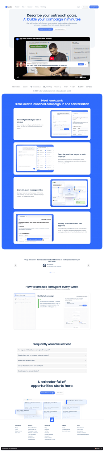 lemlist landing page desktop screenshot