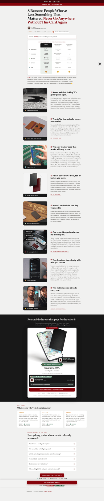 Ekster landing page desktop screenshot