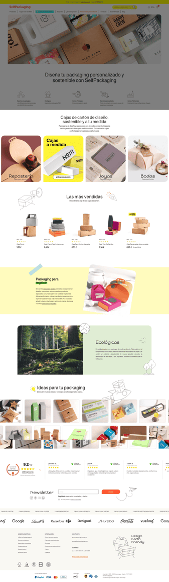SelfPackaging landing page desktop screenshot