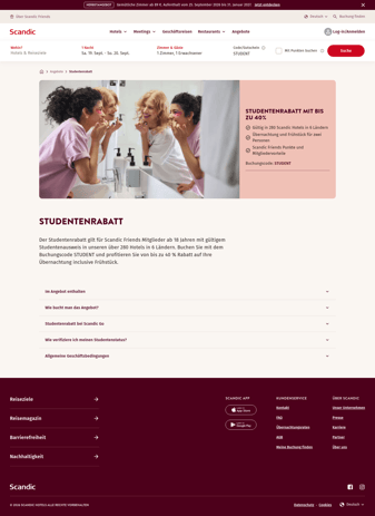 Scandic landing page desktop screenshot