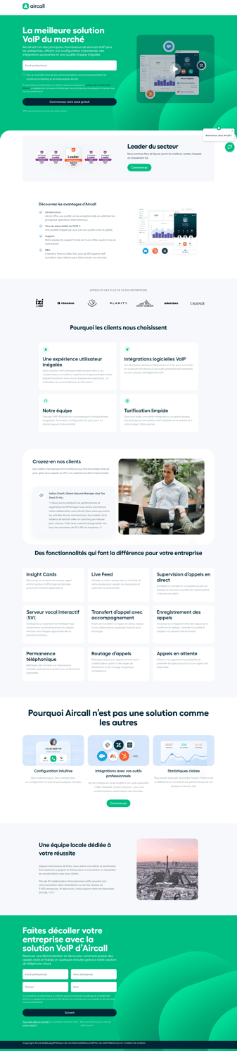 Aircall landing page desktop screenshot