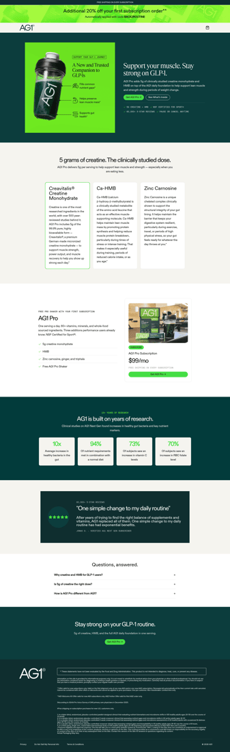 AG1 by Athletic Greens landing page desktop screenshot