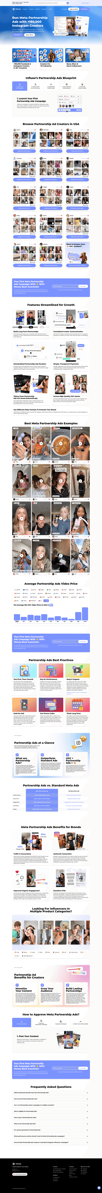 Influee landing page desktop screenshot