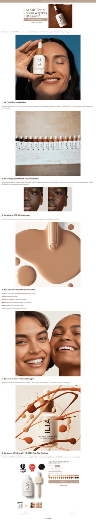 ILIA Beauty landing page desktop screenshot