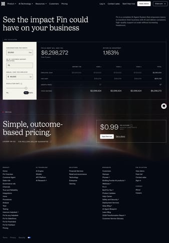 Intercom landing page desktop screenshot