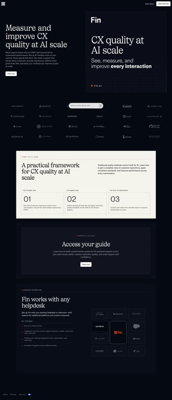 Intercom landing page desktop screenshot