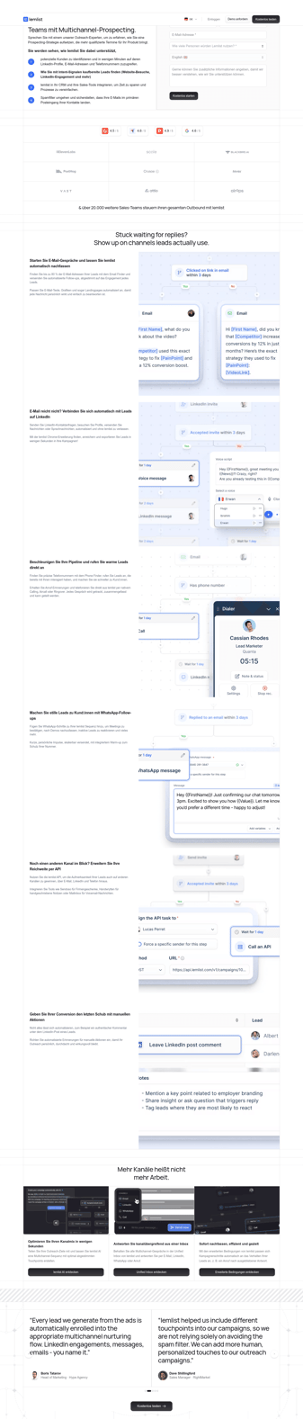 lemlist landing page desktop screenshot